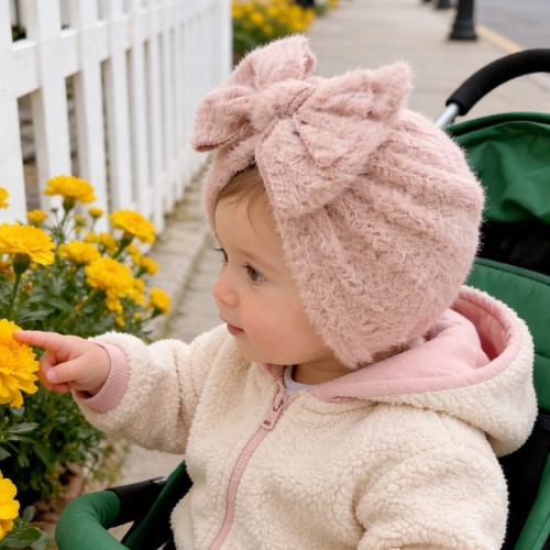 Βρεφικό Τουρμπάνι Μάλλινο Beige winter turban 85562